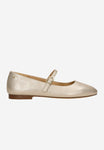 Wojas Golden Leather Ballet Flats with Single Strap | 4405558
