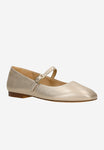 Wojas Golden Leather Ballet Flats with Single Strap | 4405558