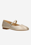 Wojas Golden Leather Ballet Flats with Single Strap | 4405558