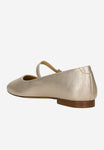 Wojas Golden Leather Ballet Flats with Single Strap | 4405558