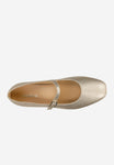Wojas Golden Leather Ballet Flats with Single Strap | 4405558