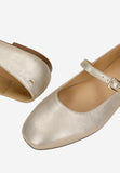Wojas Golden Leather Ballet Flats with Single Strap | 4405558