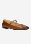 Wojas Brown Leather Ballet Flats with Single Strap | 4405552