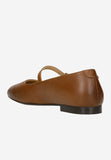 Wojas Brown Leather Ballet Flats with Single Strap | 4405552