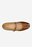 Wojas Brown Leather Ballet Flats with Single Strap | 4405552
