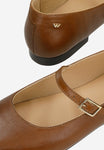 Wojas Brown Leather Ballet Flats with Single Strap | 4405552