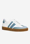 Wojas White and Blue Leather Sneakers | 4630756