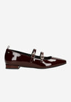 Wojas Burgundy Patent Leather Ballet Flats with Two Straps | 4405235