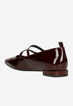 Wojas Burgundy Patent Leather Ballet Flats with Two Straps | 4405235