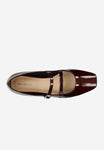 Wojas Burgundy Patent Leather Ballet Flats with Two Straps | 4405235