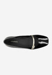 Wojas Black Leather Ballet Flats with Golden Strap | 4405181