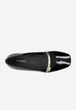 Wojas Black Leather Ballet Flats with Golden Strap | 4405181