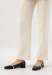 Wojas Black Leather Ballet Flats with Golden Strap | 4405181