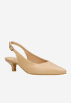 Wojas Beige Leather Heels with Single Strap | 3516254