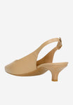 Wojas Beige Leather Heels with Single Strap | 3516254