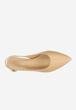 Wojas Beige Leather Heels with Single Strap | 3516254