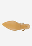 Wojas Beige Leather Heels with Single Strap | 3516254