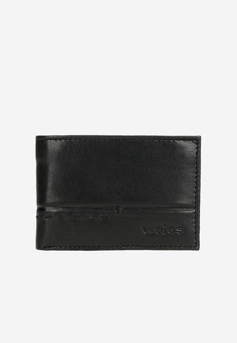 Wojas Black Horizontal Leather Wallet with Logo Pattern | 9111651