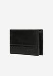 Wojas Black Horizontal Leather Wallet with Logo Pattern | 9111651