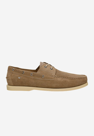 Wojas Beige Velour Leather Loafers-Style Sneakers | 1025664