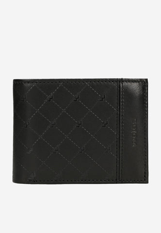 Wojas Black Leather Wallet with Logo Pattern | 9110751