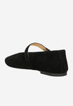 Wojas Black Velour Leather Ballet Flats with Single Strap | 4405861