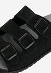 Wojas Black Leather Slide Sandals | 3203321