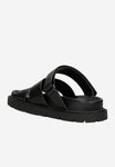 Wojas Black Leather Slide Sandals | 7413551
