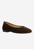 Wojas Dark Brown Velour Leather Ballet Flats with Godlen Logo | 4400362