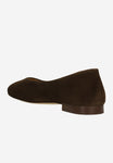 Wojas Dark Brown Velour Leather Ballet Flats with Godlen Logo | 4400362