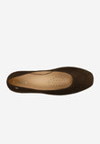 Wojas Dark Brown Velour Leather Ballet Flats with Godlen Logo | 4400362