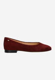 Wojas Burgundy Velour Leather Ballet Flats with Godlen Logo | 4400365
