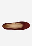Wojas Burgundy Velour Leather Ballet Flats with Godlen Logo | 4400365