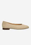 Wojas Beige Velour Leather Ballet Flats with Godlen Logo | 4400364