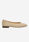 Wojas Beige Velour Leather Ballet Flats with Godlen Logo | 4400364