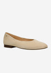 Wojas Beige Velour Leather Ballet Flats with Godlen Logo | 4400364