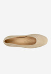 Wojas Beige Velour Leather Ballet Flats with Godlen Logo | 4400364