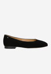 Wojas Black Velour Leather Ballet Flats with Godlen Logo | 4400361