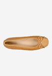Wojas Brown Braided Leather Ballet Flats with Decorative Bow | 4404553