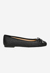 Wojas Black Braided Leather Ballet Flats with Decorative Bow | 4404551