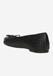 Wojas Black Braided Leather Ballet Flats with Decorative Bow | 4404551