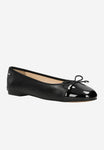Wojas Black Leather Ballet Flats with Decorative Bow | 4403571