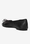 Wojas Black Leather Ballet Flats with Decorative Bow | 4403571