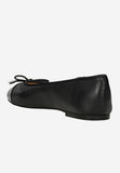 Wojas Black Leather Ballet Flats with Decorative Bow | 4403571