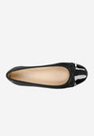 Wojas Black Leather Ballet Flats with Decorative Bow | 4403571