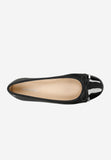 Wojas Black Leather Ballet Flats with Decorative Bow | 4403571
