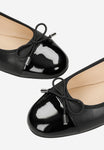 Wojas Black Leather Ballet Flats with Decorative Bow | 4403571