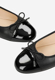 Wojas Black Leather Ballet Flats with Decorative Bow | 4403571