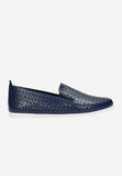Wojas Dark Blue Openwork Leather Loafers | 4610256