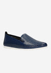 Wojas Dark Blue Openwork Leather Loafers | 4610256